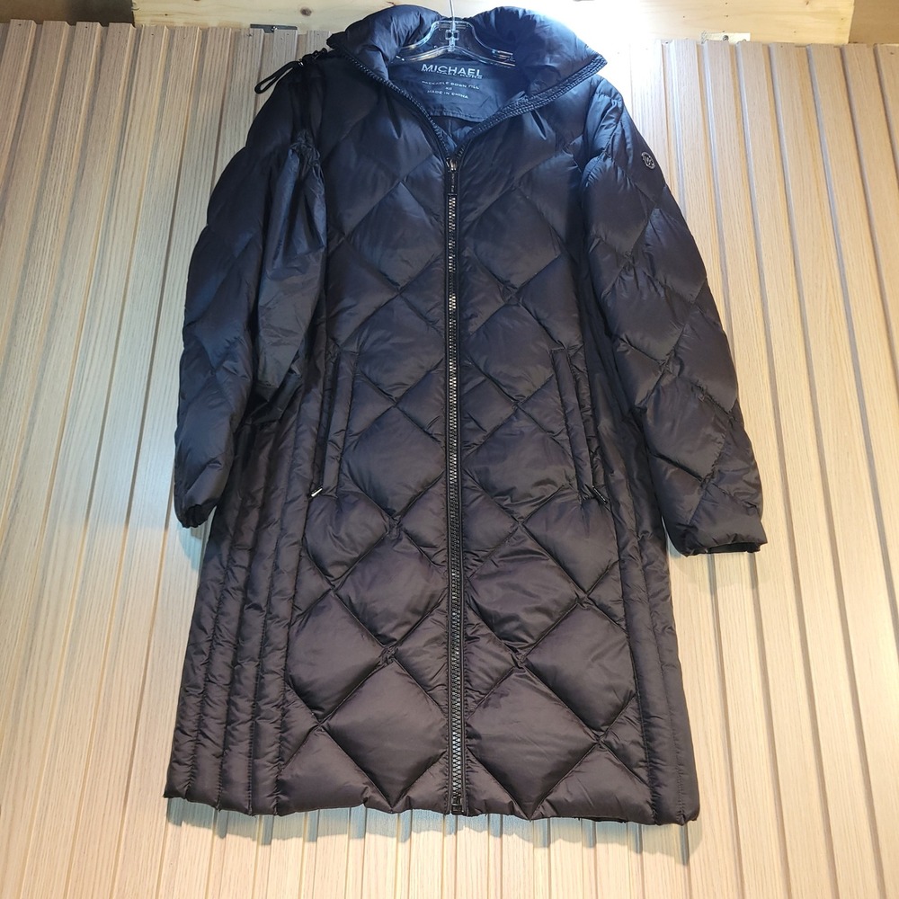 Michael Michael Kors Womens Black Packable Down Puffer Coat Hooded Jacket XS